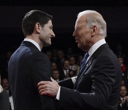 Vice President Joe Biden and Republican vice presidential nominee Paul Ryan