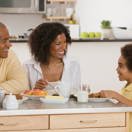 African family eating breakfast