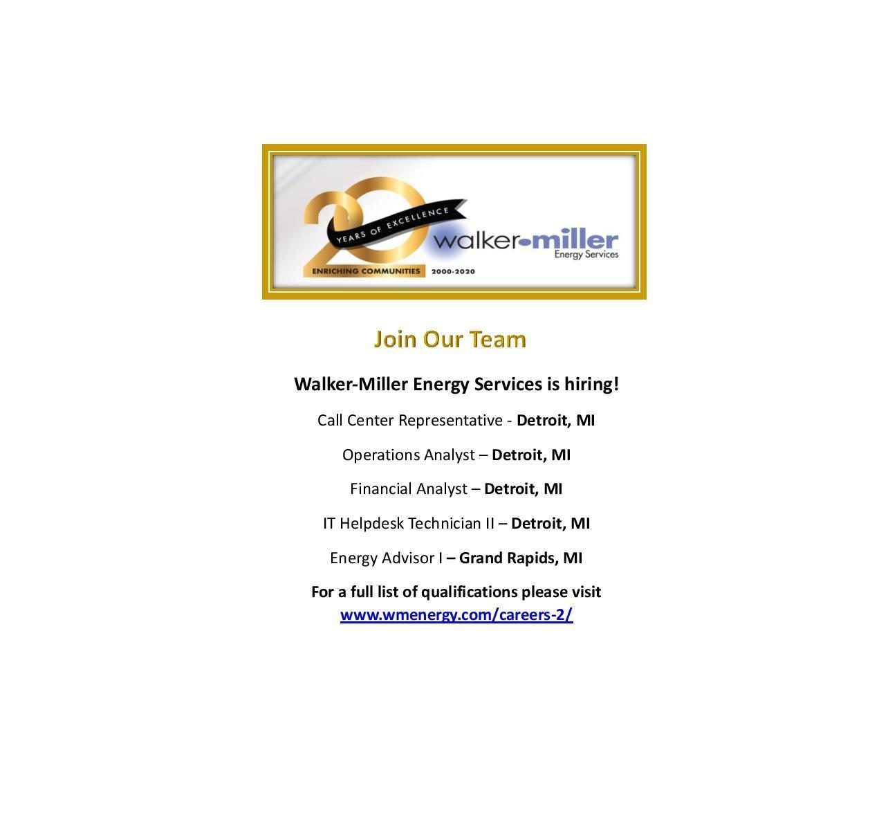 HELP WANTED: Walker Miller Energy Services
