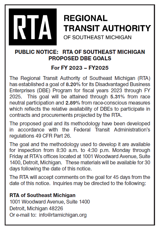 Public Notice: RTA of Southeast Michigan