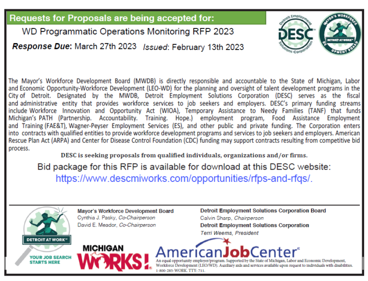 Requests for Proposals: WD Programmatic Operations Monitoring | The ...